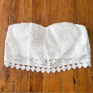 TwoSisters The Label White Crochet Strapless Cropped Tube Top Size US 6